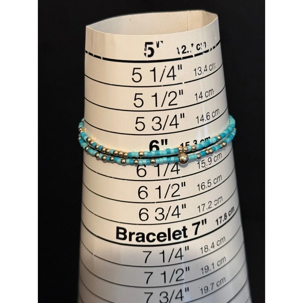 enewton Hope Unwritten Bracelet Set Turquoise Gold Filled Beaded Stretch 2pc